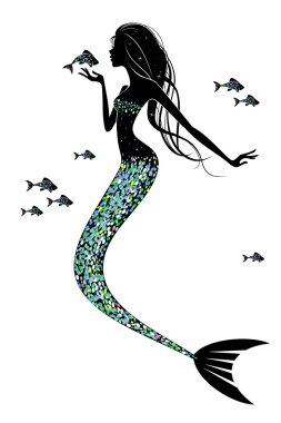 Bir balık ile küçük deniz kızı