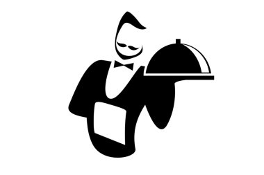 Beyaz bir arka plan üzerinde izole garson