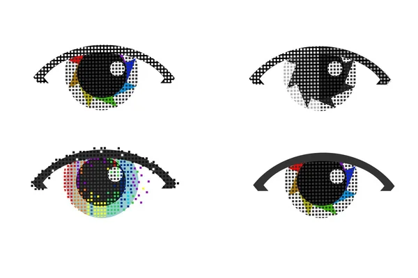 Um conjunto de quatro olhos abstratos — Vetor de Stock