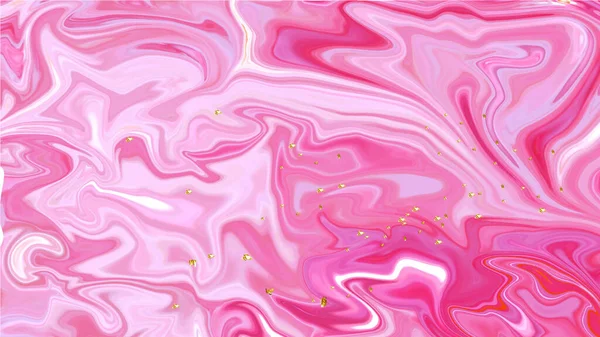 Tons de mármore líquido textura rosa com partículas de ouro fluido vetor — Vetor de Stock