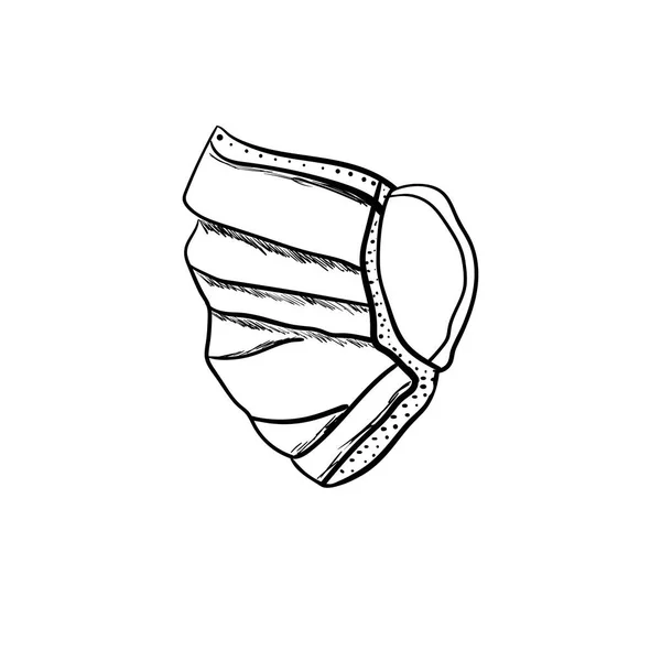 Orvosi sebészeti maszk vázlat kézzel rajzolt oldalnézet profil vektor — Stock Vector