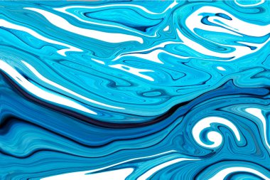 Sıvı mermer efektli vektör arkaplanı. Gerçekçi mavi ve beyaz arkaplan.