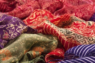 İpek arka plan kumaş doku batik el boyaması Bali