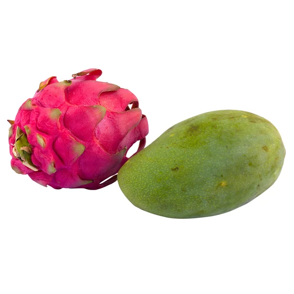 Mezcla de frutas tropicales exóticas: fruta de dragón y mango —  Fotos de Stock