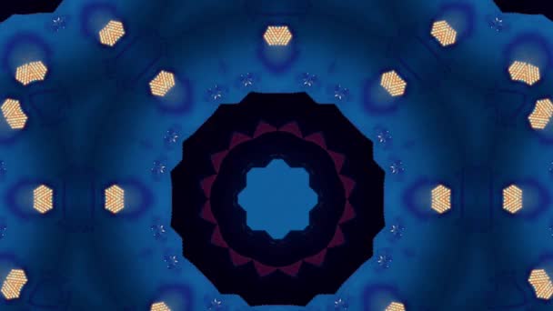 マンダラ催眠抽象的な背景。幾何学的万華鏡の背景。コンサートで撮影. — ストック動画