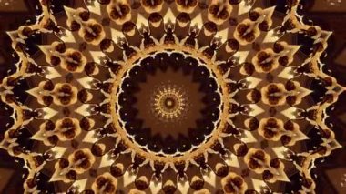 Altın mandala hipnotik soyut arka plan. Geometrik kaleydoskop arkaplanı.