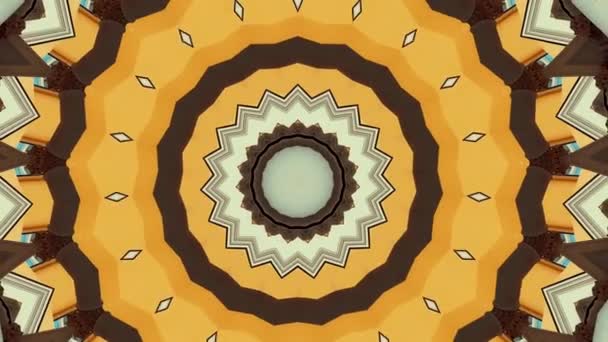 Golden mandala hypnotic abstract background. Geometric kaleidoscope background. — Stock Video