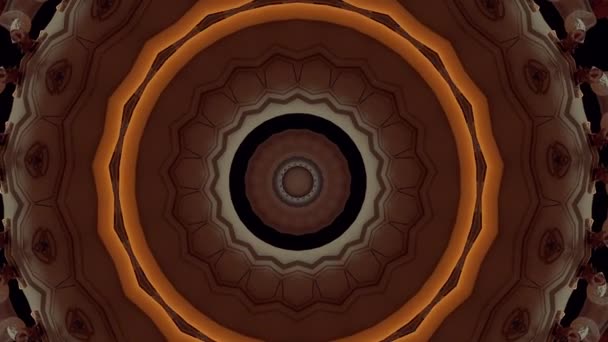 Goldene Mandala hypnotischen abstrakten Hintergrund. Geometrisches Kaleidoskop. — Stockvideo