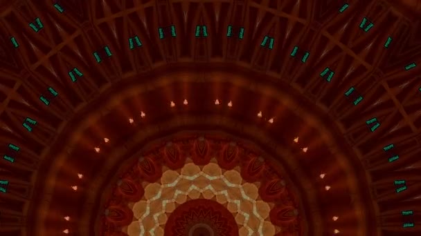 Golden mandala hypnotic abstract background. Geometric kaleidoscope background. — Stock Video