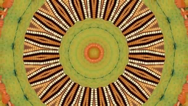 Abstracte fantasie achtergrond. Geometrische caleidoscoop, mandala-effect. — Stockvideo