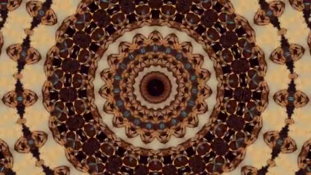 Abstracte fantasie achtergrond. Geometrische caleidoscoop, mandala-effect. — Stockvideo