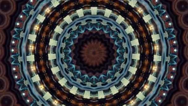 Abstracte fantasie achtergrond. Geometrische caleidoscoop, mandala-effect. — Stockvideo