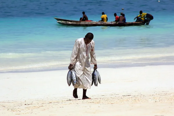 Mercado de pescado en la playa — Foto de Stock