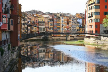 Typical view of Girona in catalonia clipart