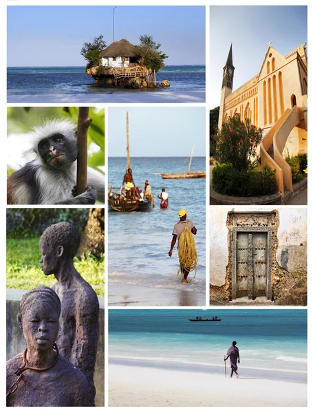 Collage van 7 foto's Zanzibar — Stockfoto