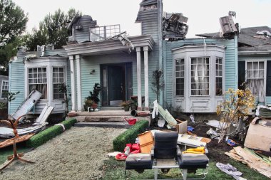 House damaged by disaster clipart