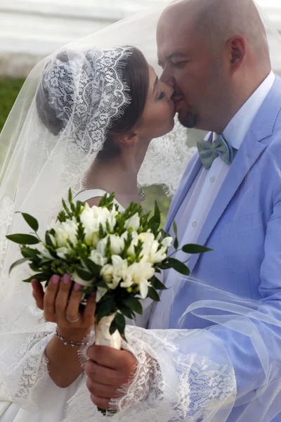 Charmante Braut und Bräutigam — Stockfoto