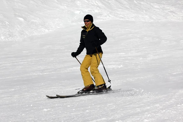 Sciatore equitazione neve fresca in polvere — Foto Stock