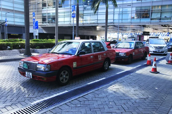 Red taxi in Hong Kong Airport — Stock Photo, Image