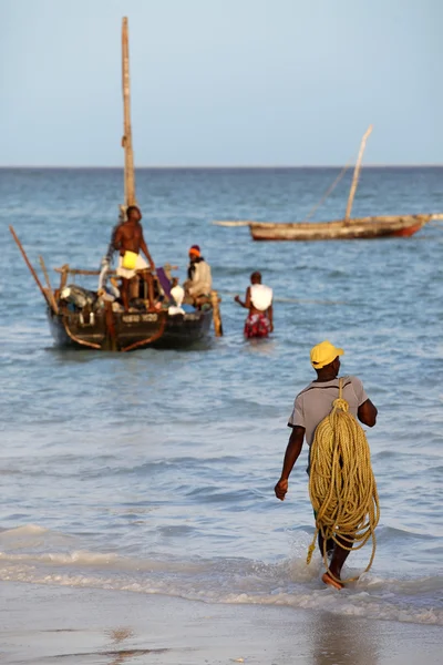 Båtar på Indiska oceanen utanför Nungwi, Zanzibar — Stockfoto