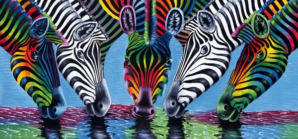 Pintura de zebras — Fotografia de Stock