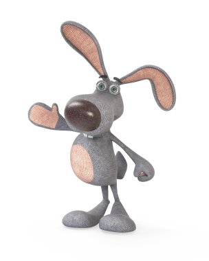 3D gri, peluş tavşan