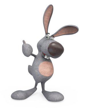 3D gri, peluş tavşan