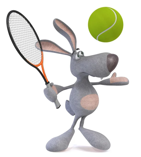 3d hare tennis player — Stock Photo, Image