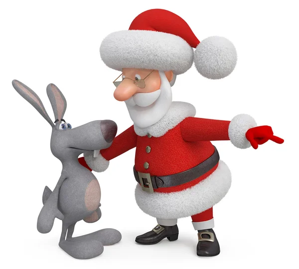 3d Santa Claus and hare — Stock Photo, Image