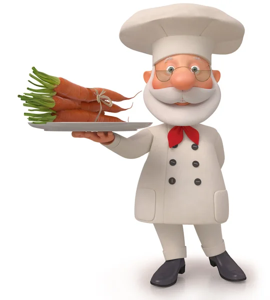 3d the cook with carrot — Stock Photo, Image
