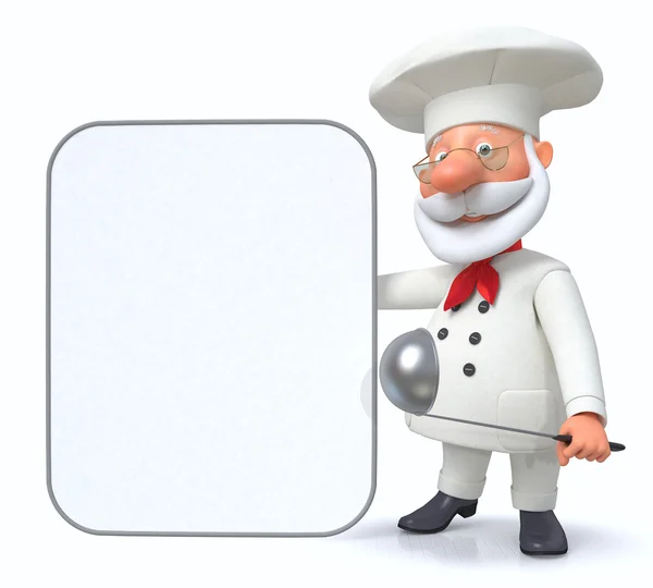 3D ilustracja kucharz pokazuje menu — Zdjęcie stockowe