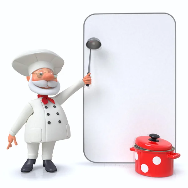 3D illustration the cook shows the menu — Stock Photo, Image