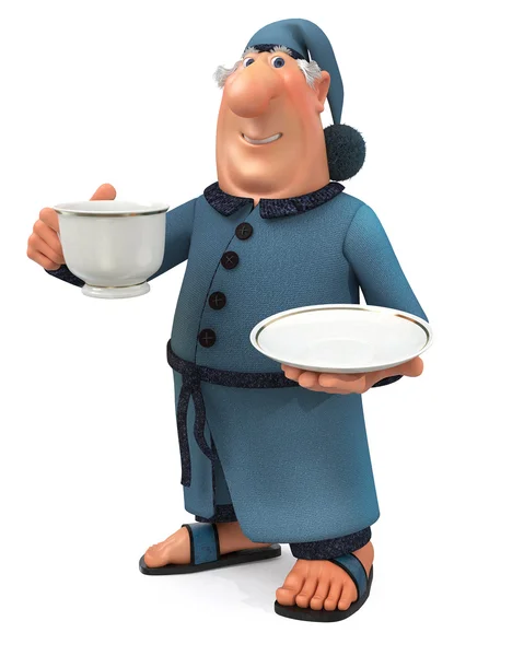 Illustration 3D de l'homme d'affaires joyeux avec une tasse — Photo