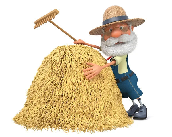 3D illustration the elderly farmer costs outdoors with a smile — Stock Photo, Image