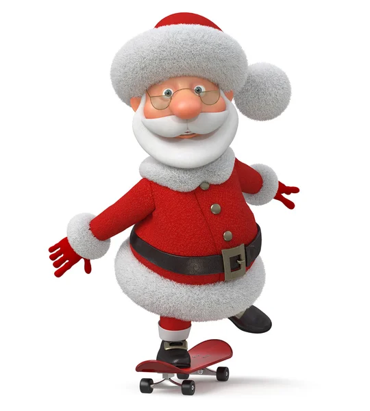 The 3D illustration Santa Claus goes on a skateboard — Stock Photo, Image