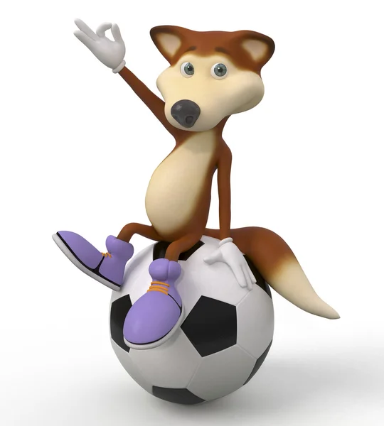 3D αλεπούδες παίκτης ποδοσφαίρου — Φωτογραφία Αρχείου