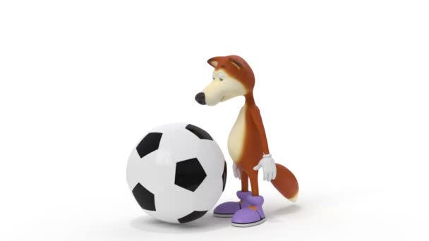 3d foxes football player. — Stock Video