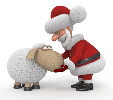 3D Noel Baba ile bir kuzu