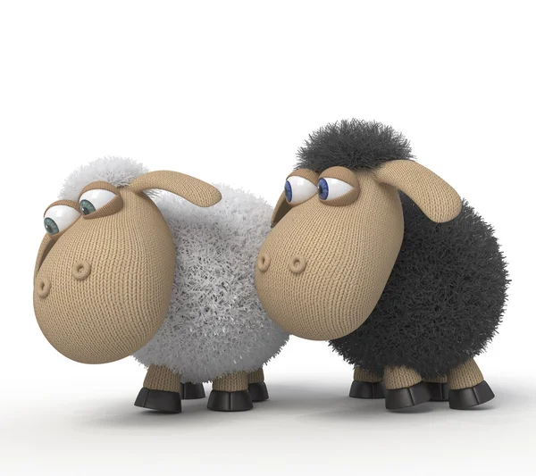 3d cheerful lambs — Stock Photo, Image