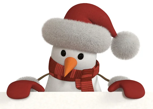 3d snowman with a sign — Stock Photo, Image