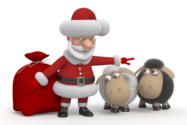 Santa Claus with lambs — Stock Photo, Image