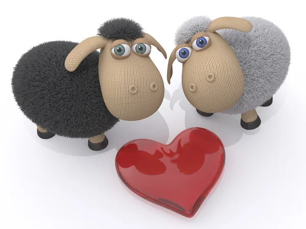 Loving couple of sheep — Stock Photo, Image