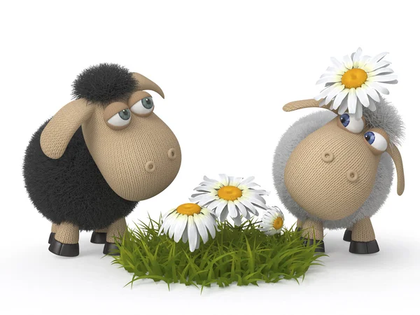 芝生の上の子羊 — ストック写真