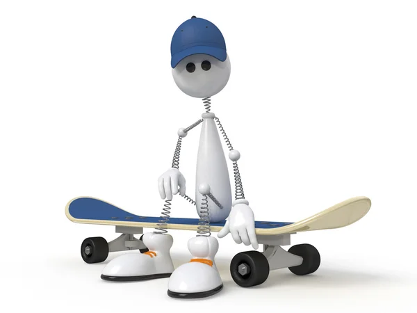 White little man on a board — Stock Photo, Image