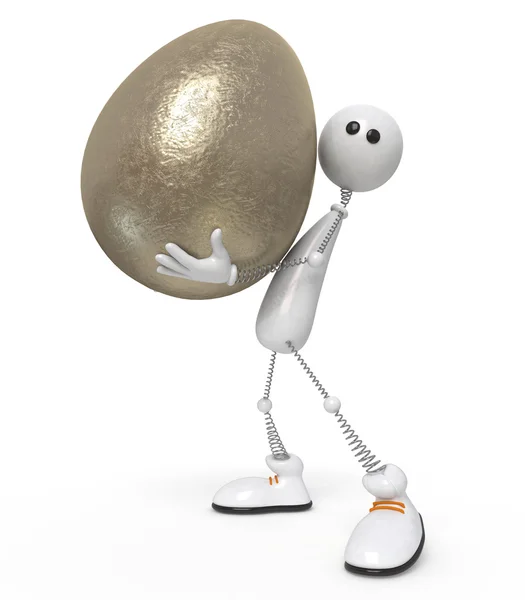 White little man with egg — Stock Photo, Image