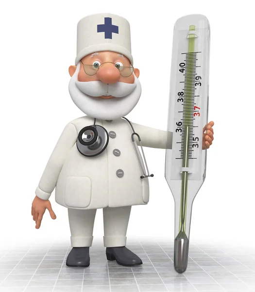 The doctor with the thermometer — Stock Photo, Image