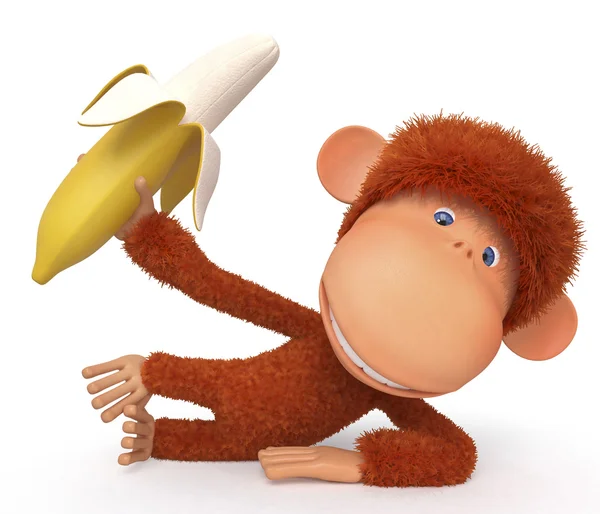 Der Affe mit Banane — Stockfoto