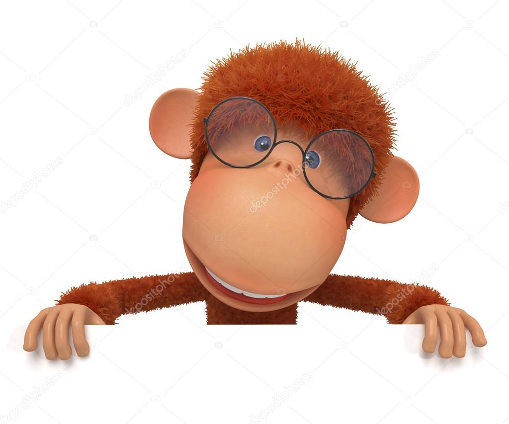 The monkey wearing spectacles reads