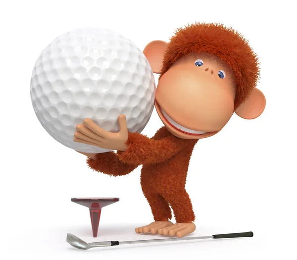 The monkey plays golf — Stock Photo, Image