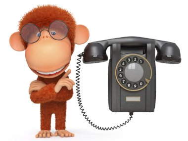 The monkey with phone clipart
